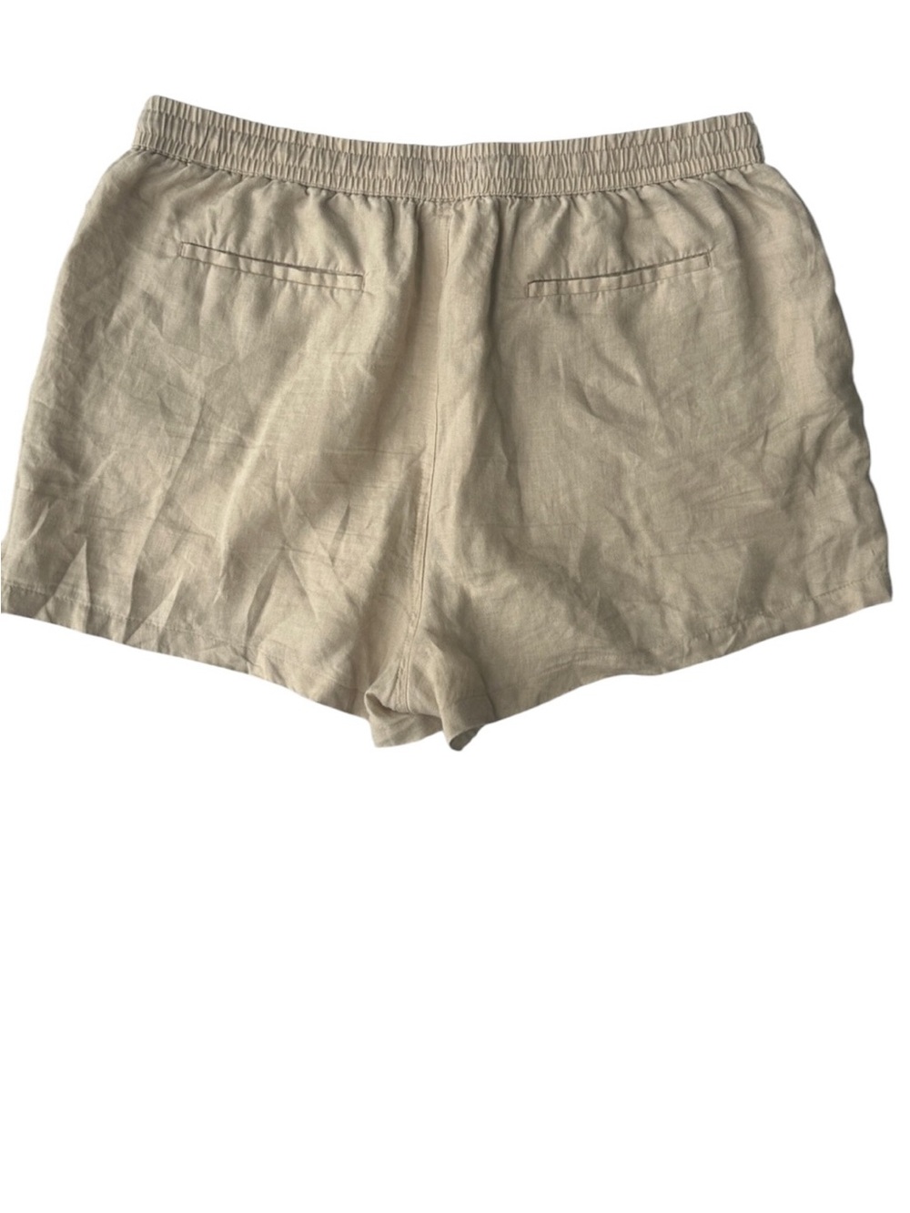 Quince Casual Drawstring 100% European Linen Shorts- Khaki - Picture 3 of 5